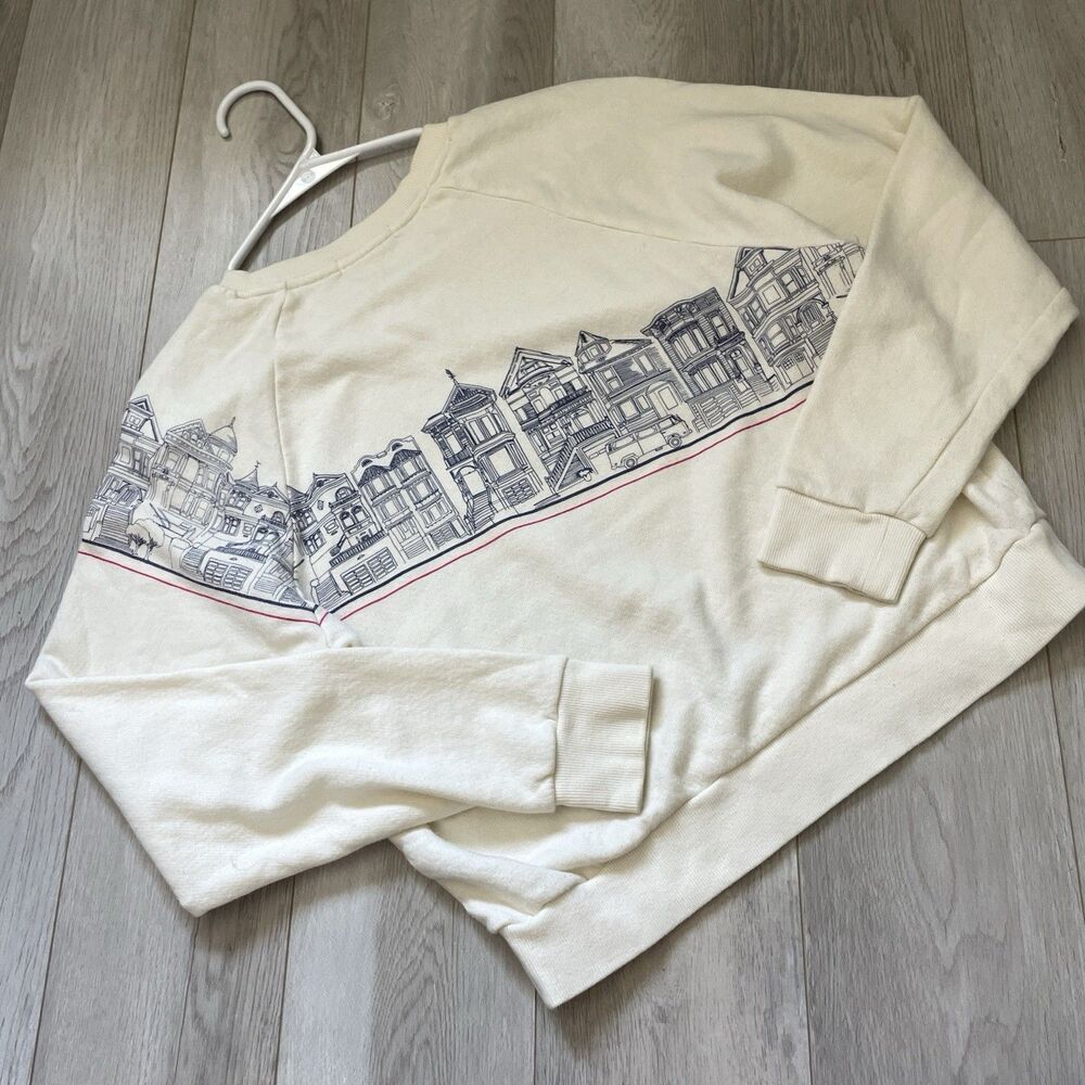 Marine Layer Sweatshirt san francisco graphic crew terry womens Cream (xsmall) - Picture 4 of 6